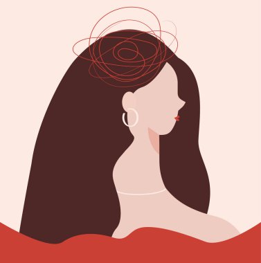 Dalgalı suda duran kadının depresyon ve stres ile ilgili psikolojik sorunları var. Akıl sağlığıyla ilgili olumsuz düşünceler. Şizofreni, Bipolar ve Hipomani Bozuklukları. 