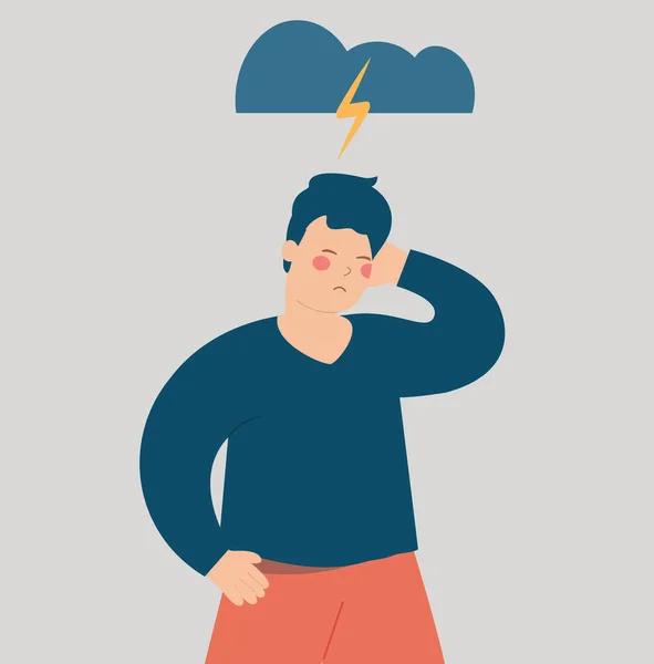 Trist Gânduri Negative Încurcate Persoană Adolescentă Stresată Simptome Boli Mintale — Vector de stoc
