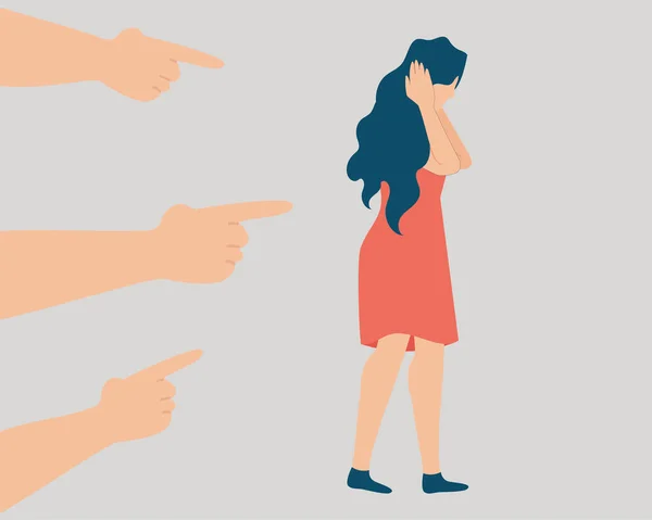 Lidé Ukazují Prstem Ženu Obklopují Teenage Girl Zakrývá Uši Kvůli — Stockový vektor