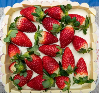 Cake with strawberries. Strawberry cake.