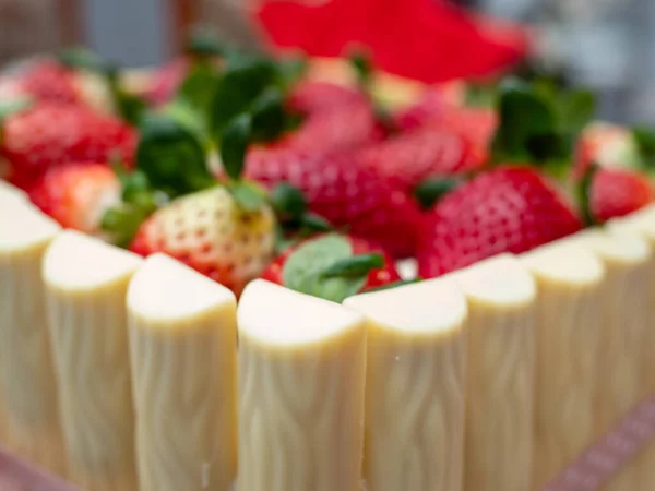 Cake Strawberries Strawberry Cake — Φωτογραφία Αρχείου