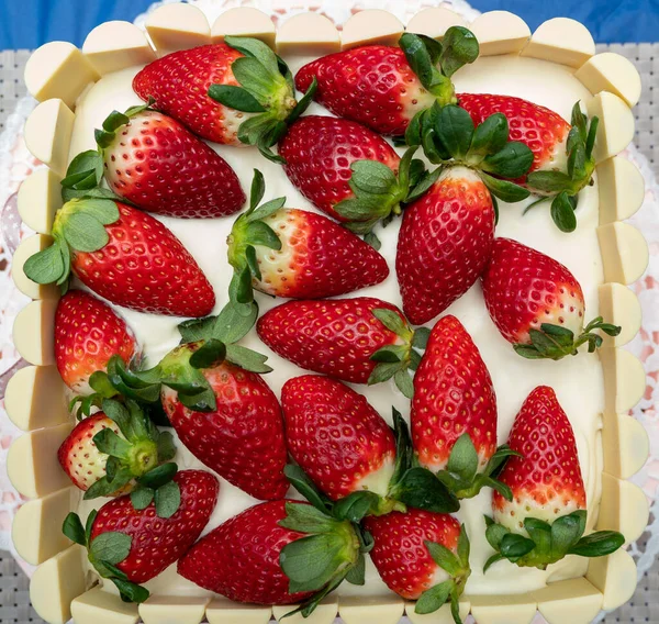 Cake Strawberries Strawberry Cake — Φωτογραφία Αρχείου