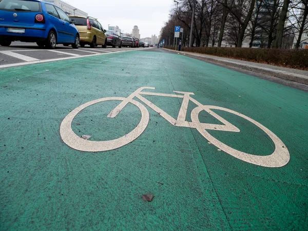 Yeşil bisiklet yolu. Bisikletçiler için yol.