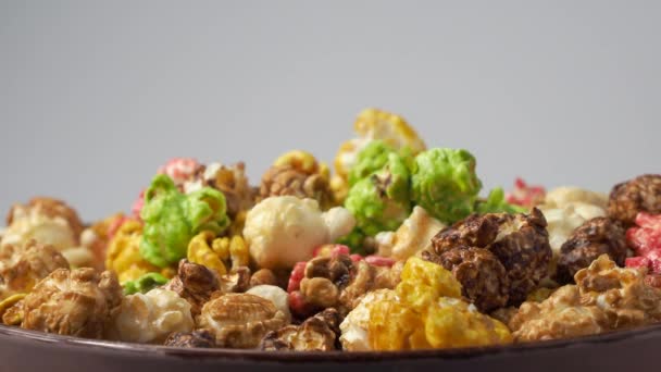 Colored Popcorn Close Multicolored Popcorn — Stock Video