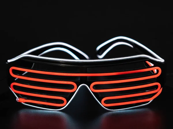 Ragyogó Neon Led Szemüveg Karnevál Fénylő Szemüveg Ragyogj Sötét Szemüvegben — Stock Fotó