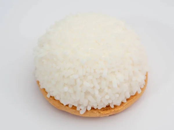 Κέικ Ψίχουλα Καρύδας Λευκό Φόντο — Φωτογραφία Αρχείου