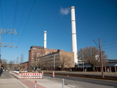 Sanayi bölgesi. Termal enerji santrali. Kapat.