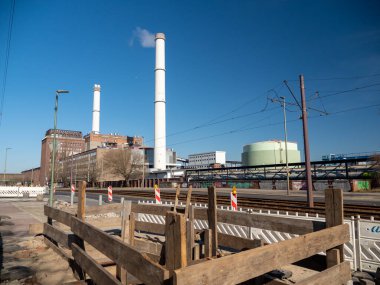 Sanayi bölgesi. Termal enerji santrali. Kapat.