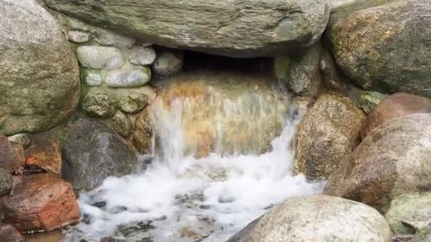 Agua Fluye Sobre Las Rocas Corriente Entre Las Piedras — Vídeos de Stock