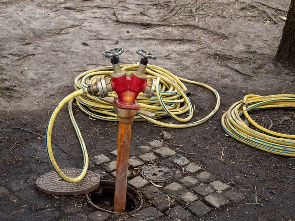 Sistema Irrigazione Nel Parco Sistema Irrigazione — Foto Stock