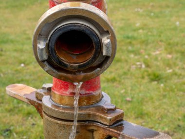 Parkta yangın muslukları var. Sulama sistemi