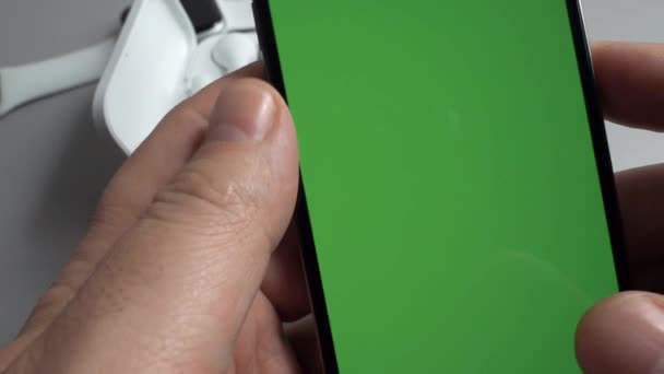 Yeşil Ekran Telefon Akıllı Telefon Içeriği Yetenekler Modern Insanlar Kavramı — Stok video