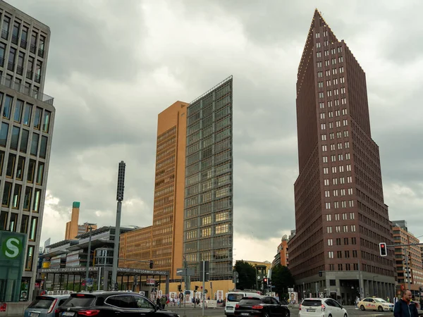 Berlin Deutschland Mai 2022 Architektonische Stadtgebäude Hochmoderne Architektonische Hochhäuser Potsdamer — Stockfoto