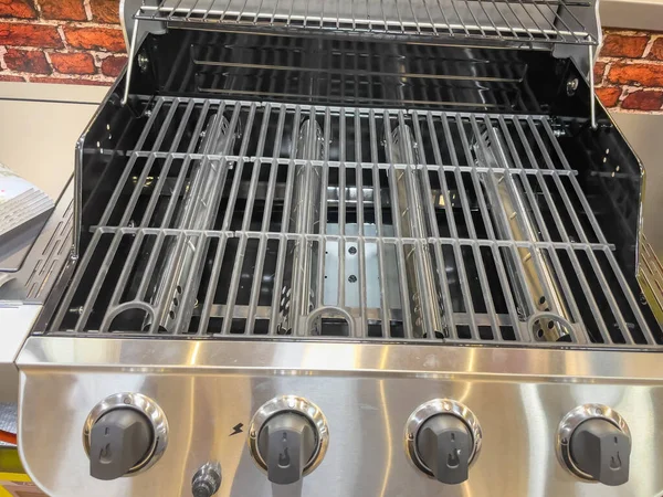 Gas Grill Gas Grill Grate Metal Grill Fire Power Regulator — Stock Photo, Image