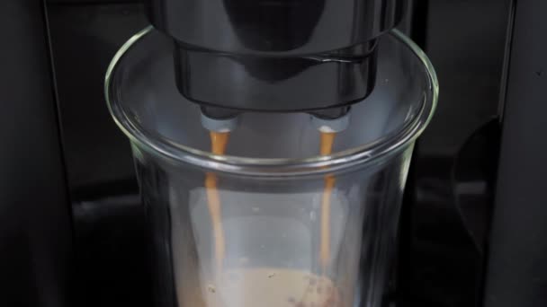 Freshly Brewed Coffee Prepared Coffee Machine Glass Cup Black Coffee — Vídeo de Stock
