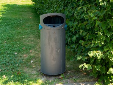 garbage bins in the park. Waste bins and ashtrays. Waste bin.