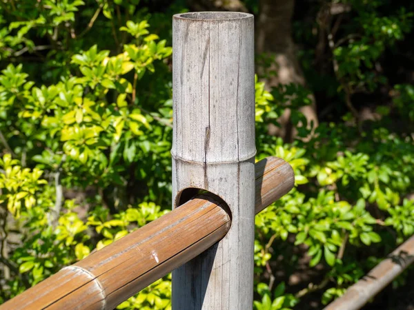 Bamboo Fence Handmade Bamboo Tree Trunk Fence — стоковое фото