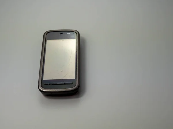 Old Smartphone Broken Phone Phone Gray Background Broken Smartphone — Stock fotografie