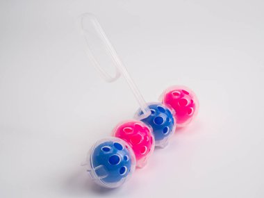 Toilet balls on a white background. Cleaning agent. Close-up.