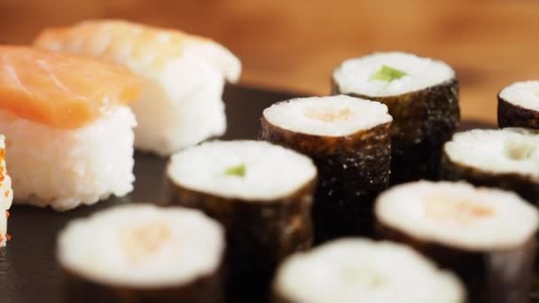Japanese Kitchen Sushi Dark Background High Quality Footage — ストック動画