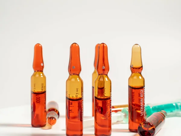 Ampoules Vitamin B12 Injections Injectable Solution Ampoules Used Supplement Vitamin — Fotografia de Stock