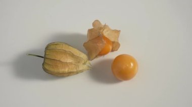  Cape gooseberry, physalis isolated on white background. High quality 4k footage