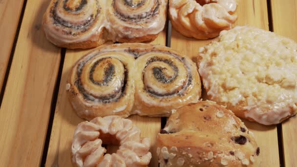 Sweet Baked Goods Sweet Flour Products Bakery Freshly Baked Sweet — Αρχείο Βίντεο