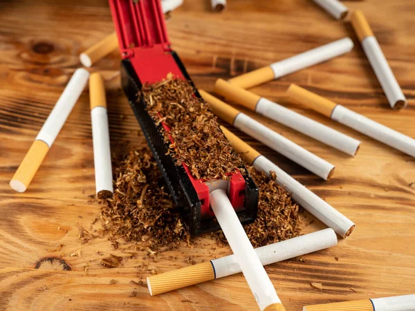 Сигарети Тютюн Дерев Яному Тлі Куріння Пошкоджує Легені Вбиває Крупним — стокове фото