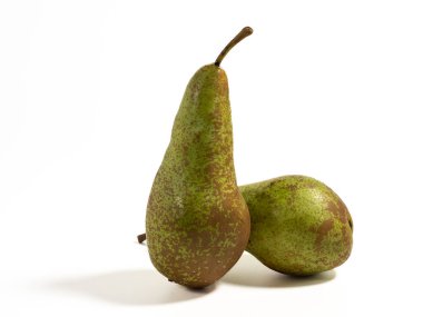 Beyaz arka planda taze armutlar. Yakın plan..