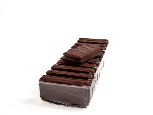 Barra Chocolate Sobre Fondo Blanco Chocolate Negro Primer Plano — Foto de Stock