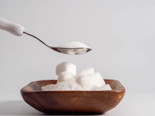 Ζάχαρη Λευκό Φόντο Σκέτο Φαγητό Κοντινό Πλάνο — Φωτογραφία Αρχείου