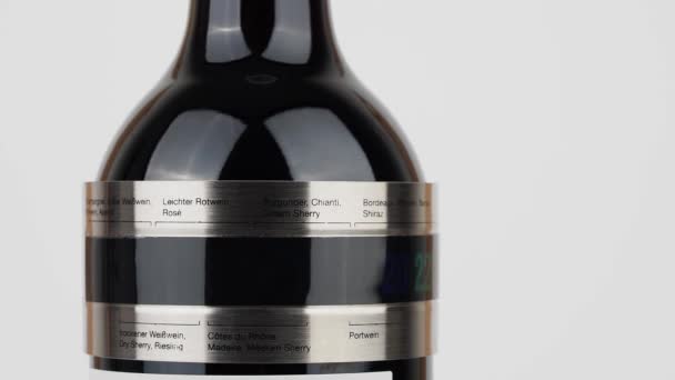 Termometro Vino Acciaio Inox Una Bottiglia Vino Filmati Alta Qualità — Video Stock