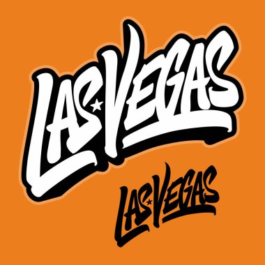 Las Vegas - ifade yazı elle çizilmiş. Kağıt yazı ile etiket stili kesti. Vektör çizim.