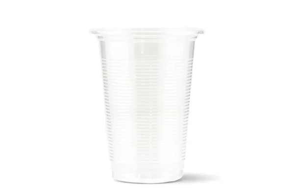 Empty Disposal Plastic Drinking Glass Isolated White Background Clipping Path — Stock Photo, Image