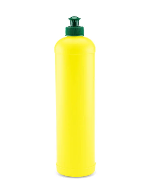 Botol Plastik Kuning Dengan Push Pull Cap Pada Latar Belakang — Stok Foto