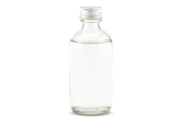 Minyak Kelapa Bertekanan Dingin Dalam Botol Dengan Latar Belakang Putih — Stok Foto