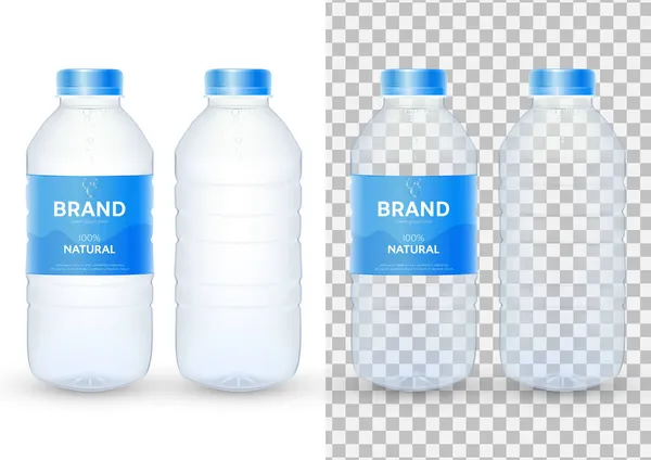 Ορυκτό Πόσιμο Νερό Μπουκάλι Πακέτο Mockup Σχεδιασμό Διανυσματική Απεικόνιση — Διανυσματικό Αρχείο