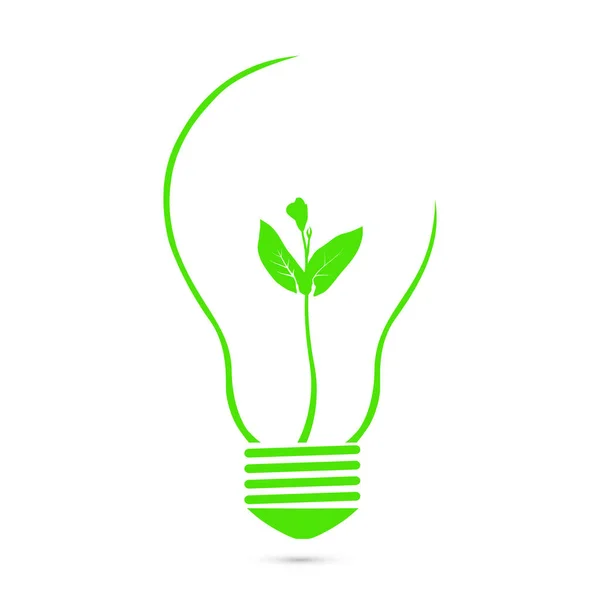Πράσινο Βλαστάρι Πράσινο Λαμπτήρα Περιβαλλοντική Καθαρή Ενέργεια Οικολογία Έννοια Διάνυσμα — Διανυσματικό Αρχείο