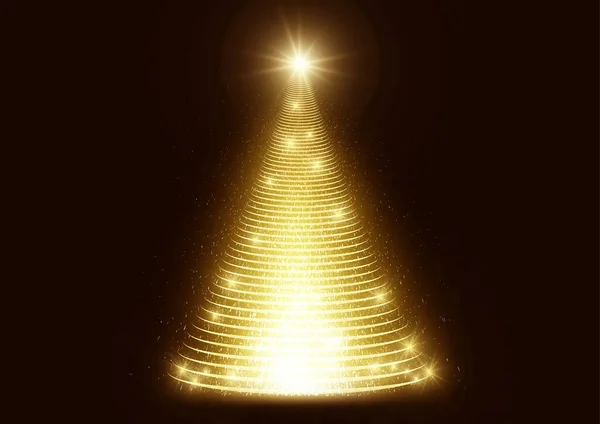 Illuminated Light Sparkle Shiny Glitter Christmas Tree Dark Background Vector — Stok Vektör