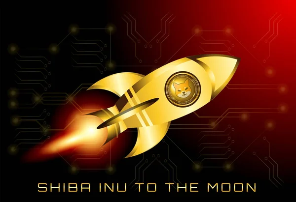 Shib Shiba Inu Στο Φεγγάρι Crypto Αγορά Συναλλάγματος Συμβολίζει Shiba — Διανυσματικό Αρχείο