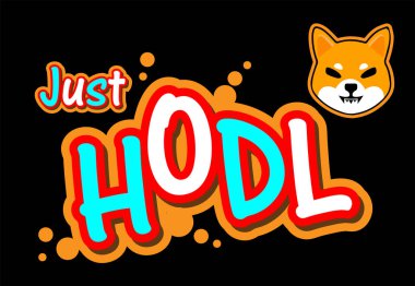 shiba inu crypto para birimi hodl metin retro illüstrasyon