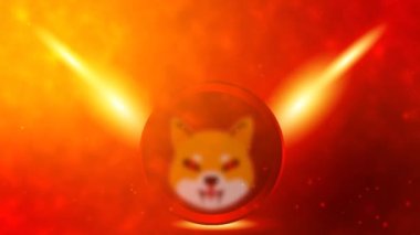 Shiba inu kripto para birimi kırmızı yangın arkaplanı