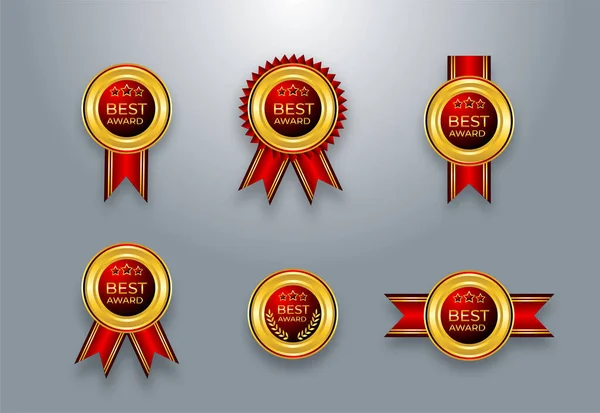 Luxe Gouden Set Van Beste Award Label Design — Stockvector