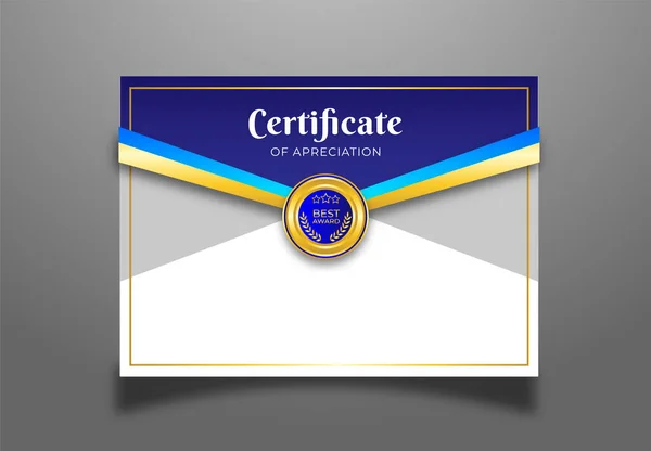 Luksusowy Złoty Niebieski Certyfikat Wzór Projektu — Wektor stockowy
