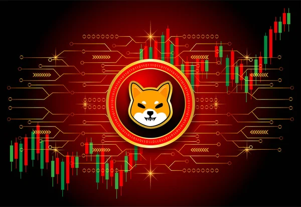 Shiba Inu Moneda Criptomoneda Red Cartel Diseño — Archivo Imágenes Vectoriales