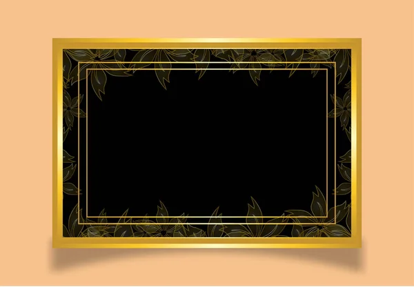 Luxuriöser Goldener Rahmen Mit Blumenschmuck — Stockvektor