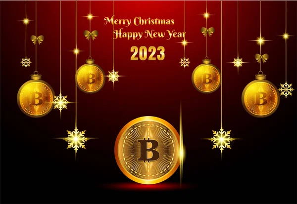 Bitcoin Cryptocurrency Για Χριστούγεννα — Διανυσματικό Αρχείο