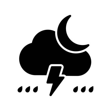 Gece Yıldırımı Kabartma Vektör Simgesi Tasarımı
