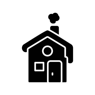 Cottage Glyph Vektör Simgesi Tasarımı