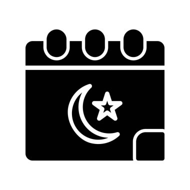 Ramazan Takvimi Glyph Vektör Simgesi Tasarımı